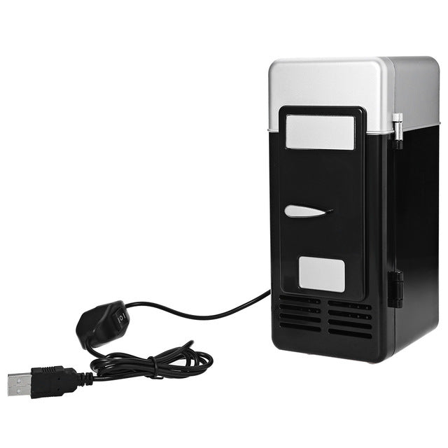 Mini réfrigérateur de bureau USB 2 en 1 avec éclairage LED