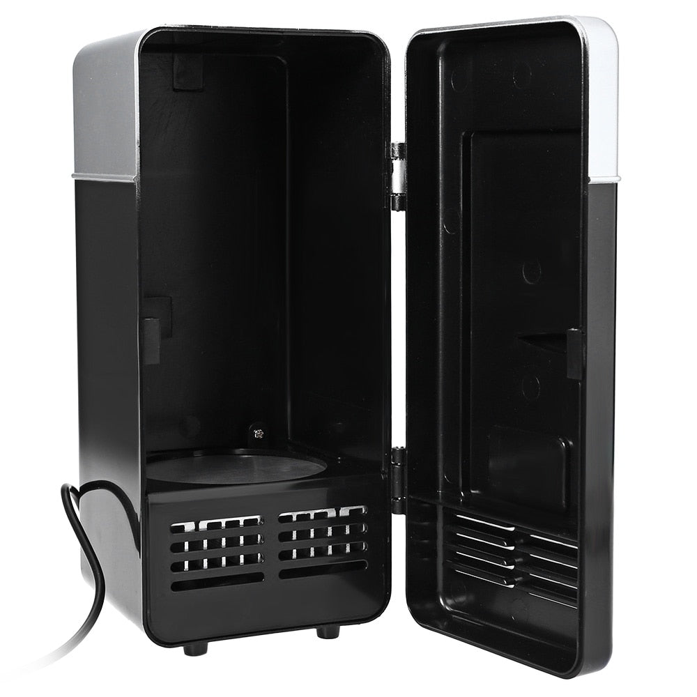 Mini réfrigérateur de bureau USB 2 en 1 avec éclairage LED