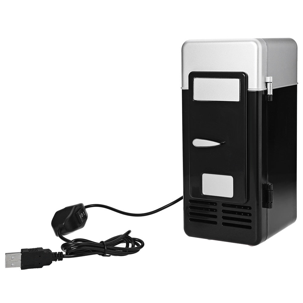 Mini réfrigérateur de bureau USB 2 en 1 avec éclairage LED